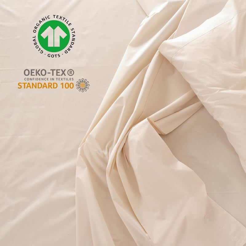 Miniatura 6 de Sleep & Beyond Sábana bajera ajustable de satén 100% algodón orgánico, duradera e hipoalergénica, suave y relajante, ropa de cama ecológica y lujosa