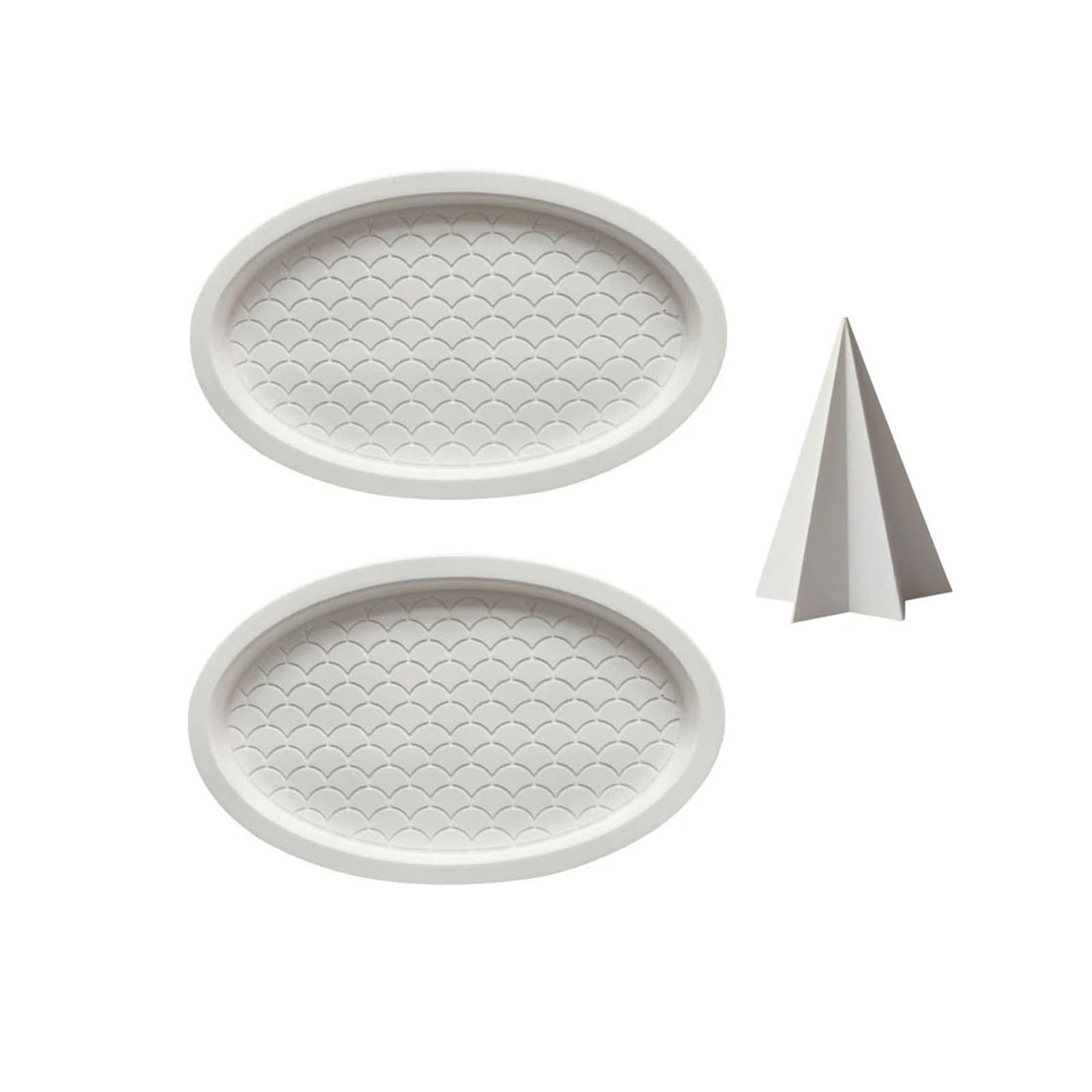 Estetyka 3 Pack Fish Scale Texture Gypsum Jewelry Display Tray Set