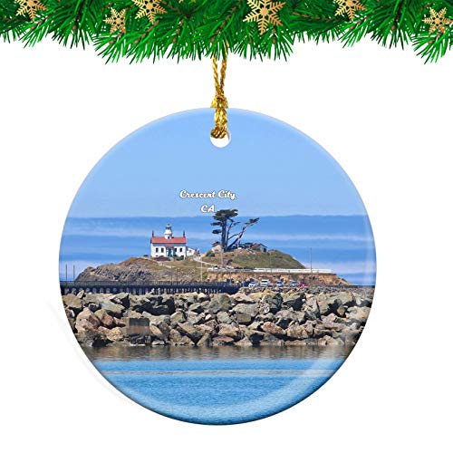 Weekino Lighthouse Crescent City California USA Ornamento di Natale Viaggio Souvenir Personalizzato Albero di Natale Pendente Decorazione Appeso