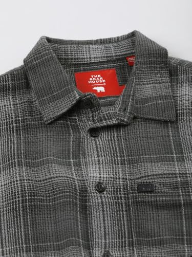 Image of THE BEAR HOUSE Men's Checked Slim Fit Flannel Cotton Casual Shirt | Grey | TBH-CHRYS-GY
