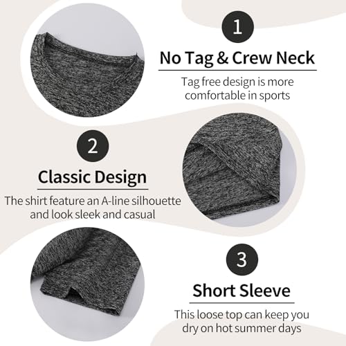 5-Pack Boys Athletic Quick Dry T-Shirts Youth Activewear Short Sleeve Tops（5-18 Years）3