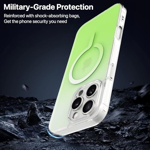 Image of eller sante Maven Magpro Back Cover Case for iPhone 16 Pro Scratch Resistant Camera Screen Protector TPU Shockproof 10ft Drop Protection Support Mag-Safe Wireless Charging- Light Green