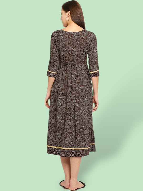 Image of DUMMY SHAPE Women's Rayon Anarkali Maternity Dress & Feeding Kurti with Zippers