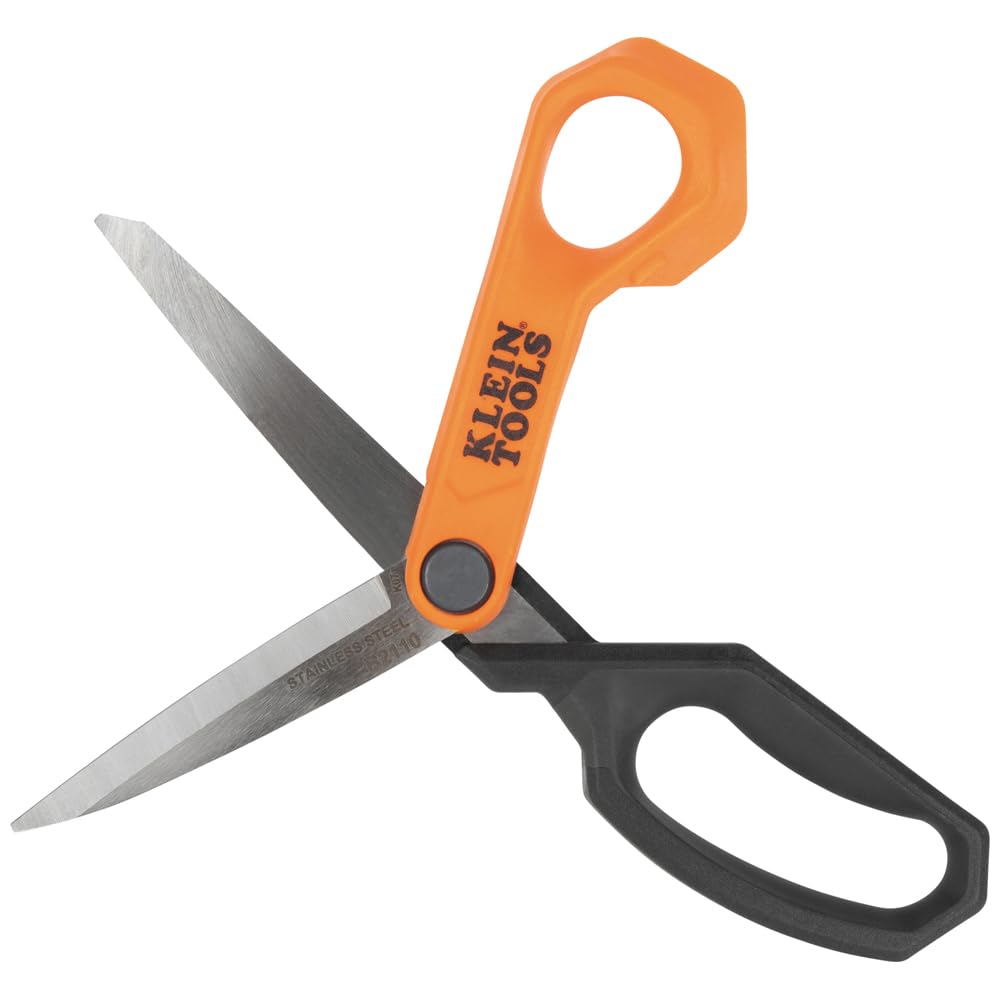 Klein Tools B2110 Heavy Duty Scissors, Multipurpose Offset Utility Shears for Cutting Cardboard, Leather, Carpet and More, Stainless Steel, 10-Inch