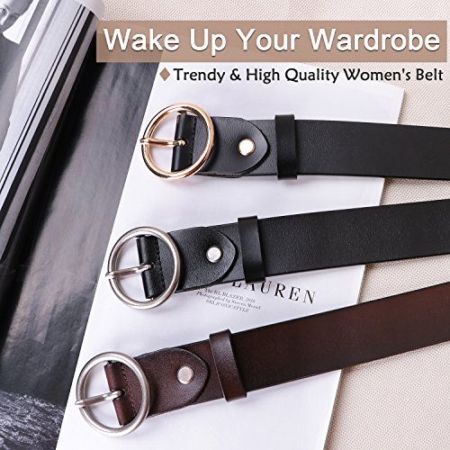 Suosdey Fashion Women Leather Belt For Dresses Jeans Pants With Classic Round Buckle #TOP3