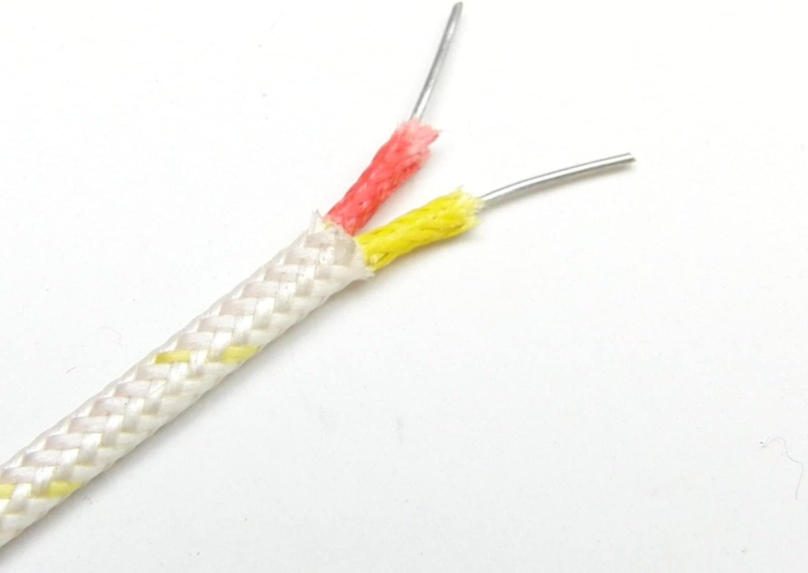 K-Type Thermocouple Wire AWG 24 Solid w. High Temperature Fiberglass Insulation up to 700 Degree C or 1300 F - 10 Yard roll