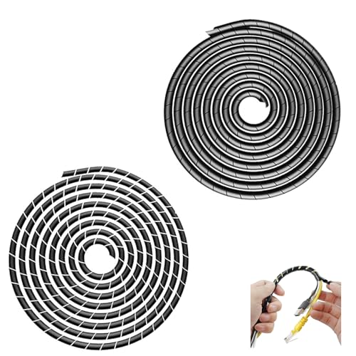 2 Piezas Manguera Protectora para Cables, Protector Cable, Funda Cables Electricos, Incluye 2 Bandas Espirales de 4-16 mm (6 m) y 6-19 mm (4 m), Organizador de Cables, Protección Flexible