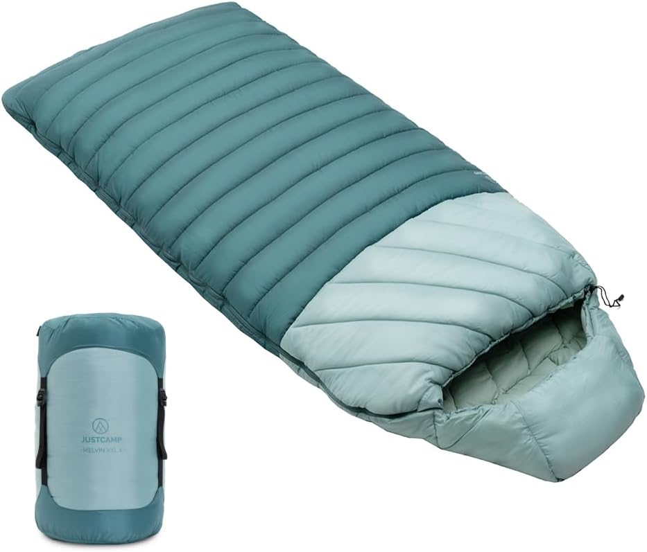Justcamp Melvin XXL 4 Schlafsack für Erwachsene, Camping Schlafsack 3-Jahreszeiten
