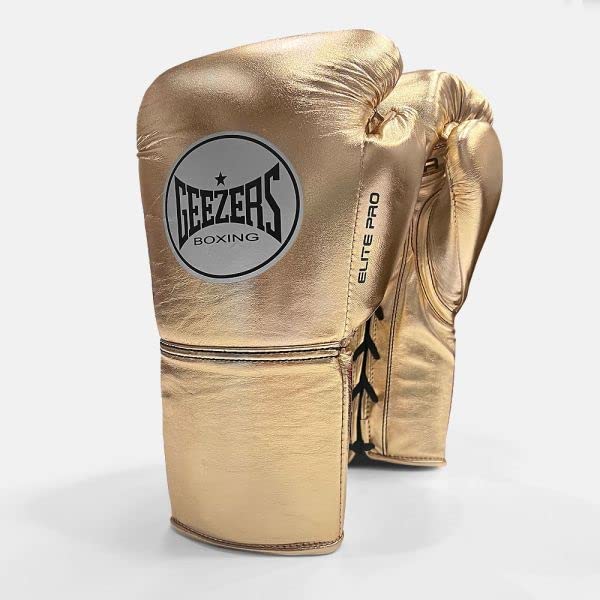 Geezers Boxing Elite Pro 2.0 Lace Up Sparring/Training Gloves - Men's & Women's Boxing Gloves - Ideal for Heavy Duty Punch Bags (Gold, 18oz) — image 1