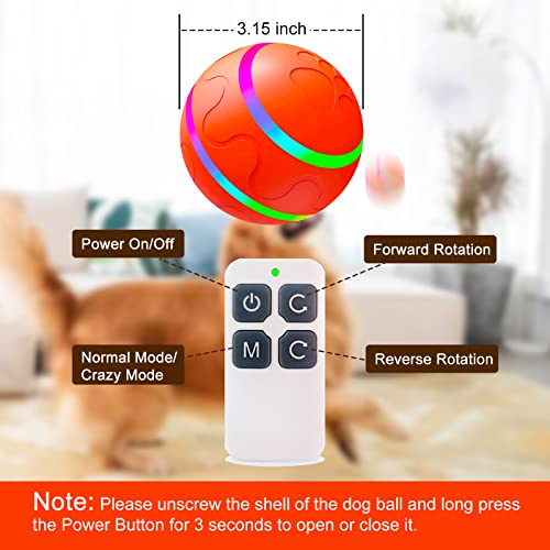 Gusslm 2023 New Upgrade Interactive Dog Ball Toy, Auto Active Rolling Ball For Dogs, Rechargeable Self Rolling Ball Dog Toy With 2 Modes, Motion Activated Remote Control Dog Toys For Dogs - Orange #TOP3