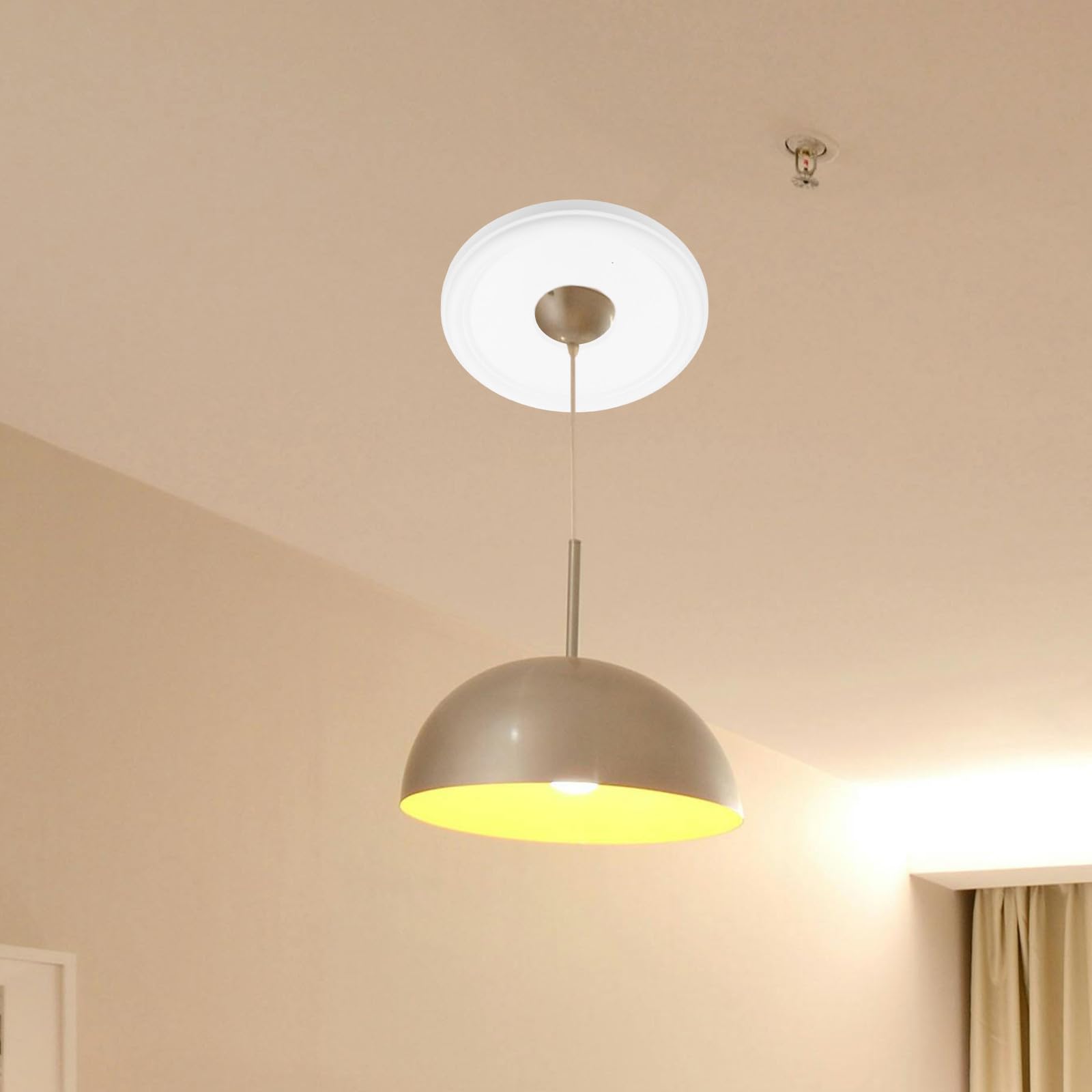 Colgante Araña Medallón Redondo Blanco de Poliuretano para Ventilador y Luz de Techo, Diseño Versátil Fácil Instalación, Acabado Elegante para Decoración del Hogar en Dormitorios