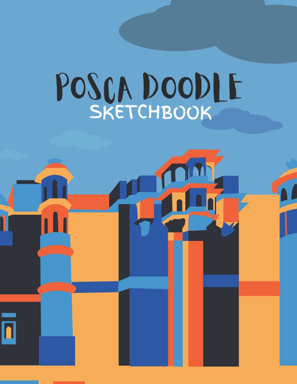 Sketchbook: Big sketchbook for drawing, doodling, writing, Posca landscape cover, colorful with blank pages: 8,5 x 11 in