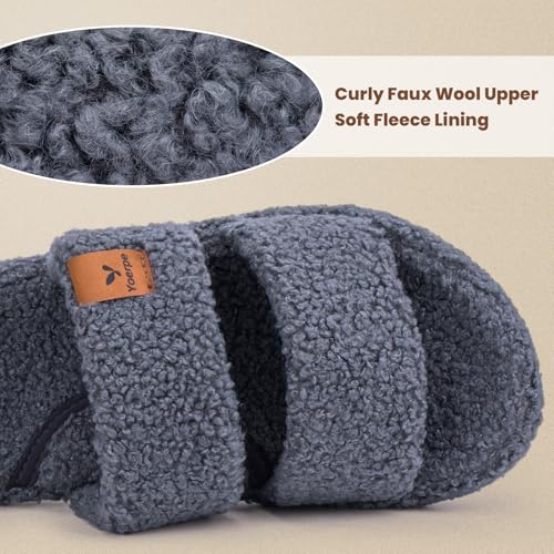 Women's Fuzzy Double Strap House Slippers – Plush Memory Foam Indoor Slides with Arch Support, Non-Slip Sole & Soft Comfort Fit3
