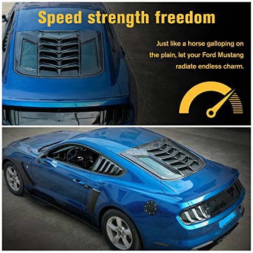 Litmiracle Rear Window Louvers Carbon Fiber Rear Windshield Sun Shade Cover Compatible With Ford Mustang 2015-2021, Upgrade Back Windshield Window Louvers Gt Lambo Style #TOP1