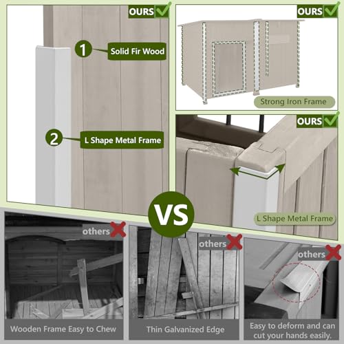 Ketive Large Dog House Outdoor XL Wooden Dog House with Weatherproof Asphalt Roof, Chew-Resistant Frame, Removable Floor, for Medium to Large Dogs Indoor Outdoor Use (Grey, 55.1"L x 33.1"W x 34.8"H)