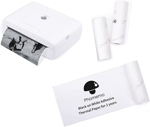 Phomemo Impresora térmica portátil M04S con papel térmico no adhesivo blanco de 3.150 in 3 rollos