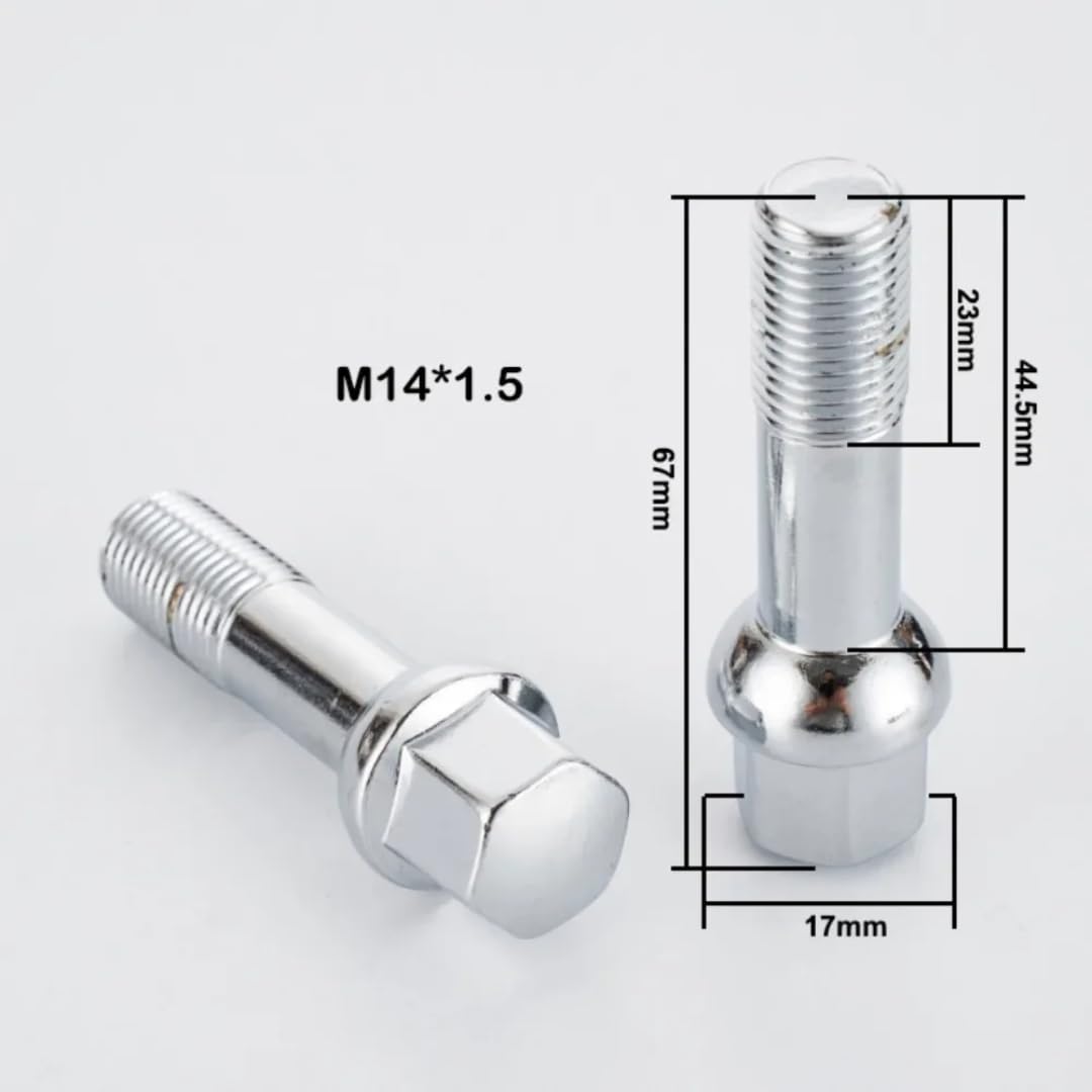 Śruby do Kół dla Mercedesa Benz, śruby kół M14x1,5, bardzo długie, sześciokątne, 17 mm, długość 67 mm