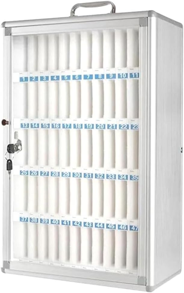 Wall Mounted Cell Phone Locker - 60 Slots Aluminum Alloy Mobile Storage Box with Handle for Classroom, Office & Events - Portable Lockbox for Secure Phone Storage
