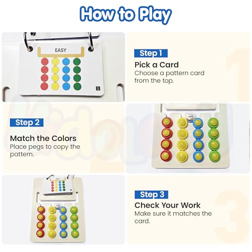 Image of Kidology Kids Montessori Slide Puzzle | Color & Pattern Matching STEM Learning Toys for Kids 4-8 Years | Travel Friendly Birthday Gift for Boys & Girls | Educational Activity Toy for 4,5,6,7
