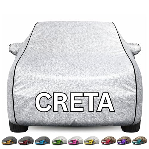Image of Kayme Premium Silver Creta Car Cover Waterproof for (All Models & Variants - Petrol, Diesel, CNG & EV) |Speacially Custom Fit with Mirror Pockets |All-Weather Protection - Outdoor Car Body Cover