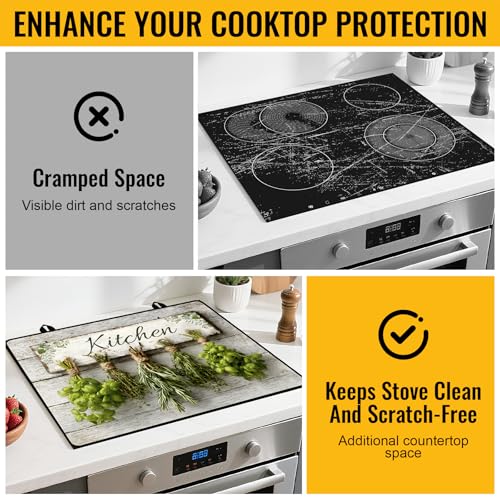 Image of NYZE Stove Cover for Electric and Glass Stove Tops 3-in-1 Stove Mat, Heat Resistant Counter Protector Mat, Non-Slip Surface & Drying Rack (Herb, 28.5 inchLx20.5 inchW)