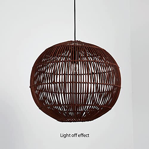 Lustre rotin suspendu marron avec abat-jour bohème pour base E26 - 4