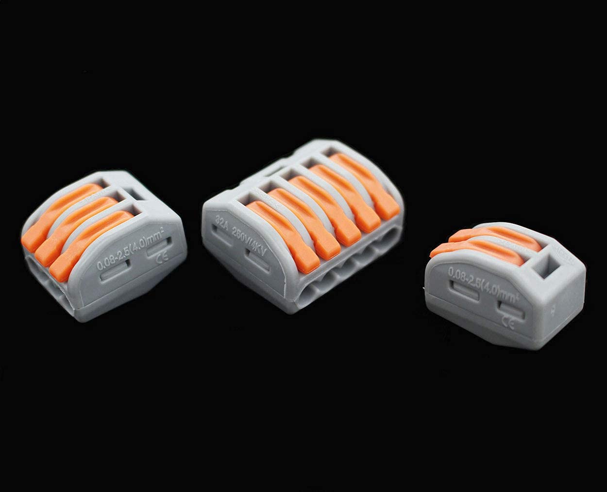 100 Pcs Lever & Push-In Wire Connectors Assortment Kit: 2/3/5/6/8 Port, Quick Connect, Copper, No Tools Needed