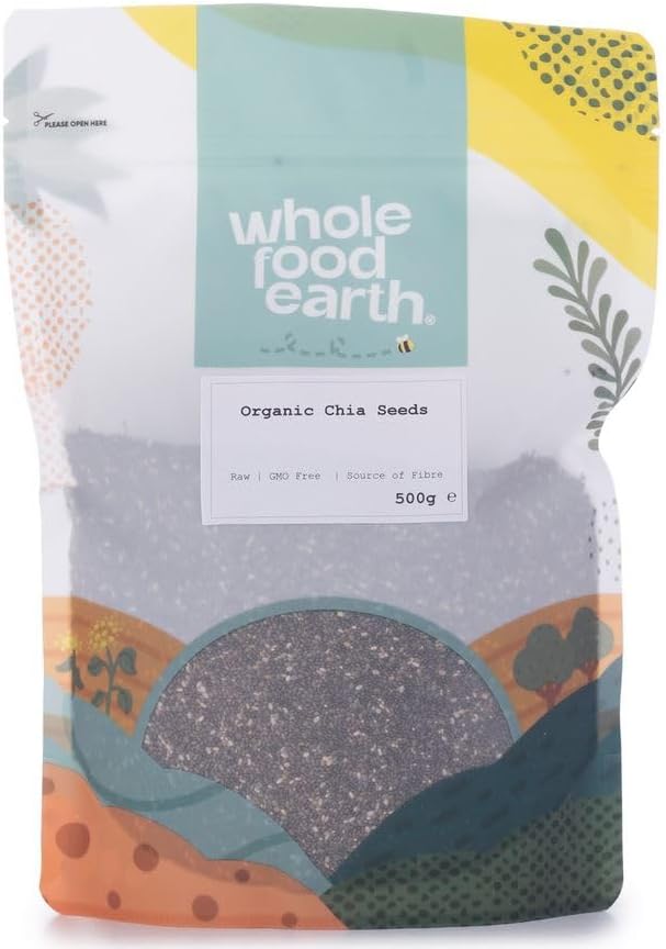 Wholefood Earth Organic Chia Seeds – 500g | Raw | GMO Free | Vegan | Source of Fibre | Certified Organic