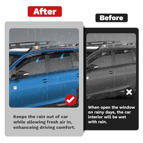 Image of Canvcle Window Visors Rain Guards for 2020-2025 Subaru Outback Premium Limited Touring Accessories, Outside-Mount Tape-On Side Window Wind Deflectors Vent Visors Shades Rainproof Black 4PCS