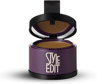 Root Touch Up Powder by Style Edit | Medium Brown Hair Color Coverage for Grays and Roots | Mineral-Infused Binding Hairline Concealer | 0.13 oz. Tub