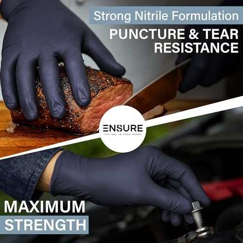 Miniatura 4 de Guantes desechables médicos de examen de nitrilo de color gris y negro, clasificación de quimioterapia, sin polvo, sin látex, no estéril, 5 mil,