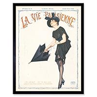 Artery8 La Vie Parisienne Spring Rain Umbrella Magazine Cover Art Print Framed Poster Wall Decor 12x16 inch