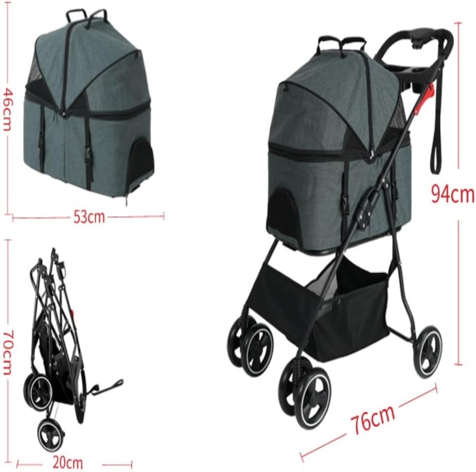 Pet Strollers Pet Stroller Detached Dog and Cat Stroller Pet Stroller Portable Lightweight Luggage Folding Scooter Pet Stroller Medium(Pink)