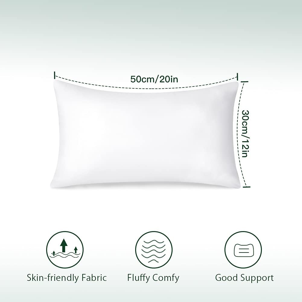 Soleebee Premium Polyester Pillow Inserts, Square Decorative Throw Pillow Inserts, Hypoallergenic Couch Cushion Sham Stuffer (12x20 Inch)