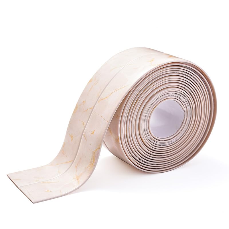Image of Red Waterproof Caulk Tape PVC Self Adhesive Caulk Strip Joint Adhesive Shower Bathtub Joint Strip Bathroom Sealing Tape Kitchen Sealing Tape and Shower Tile Sealant