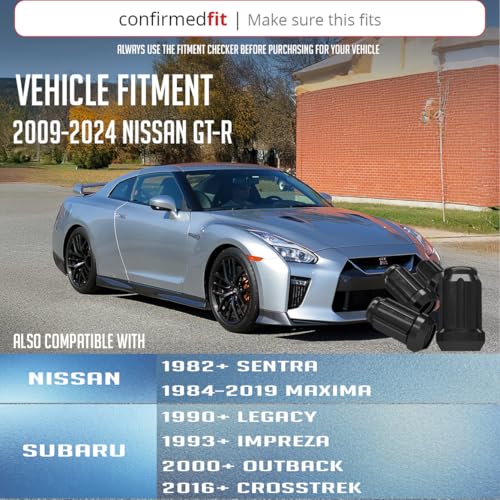 Image of Wheel Accessories Parts 20 Pcs M12x1.25 12x1.25 Thread Car Spline 1.38 inch 35mm Long Lug Nuts Black Spline Hex Fits Most Subaru Pass Cars ｜ Nissan Pass Cars