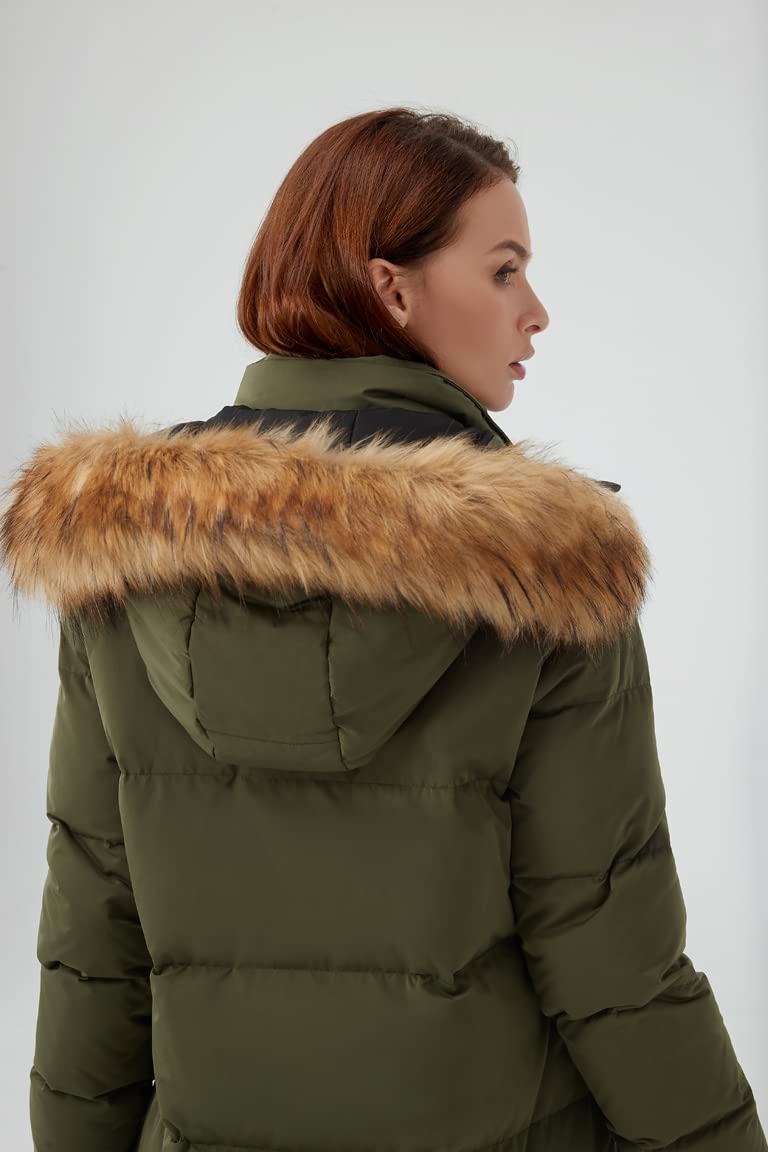 Fitouch Damska zimowa długa kurtka puchowa Kobiety Waukee Maxi-lange Daunen-parka Stadion-jacke (1 w zestawie)
