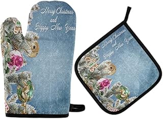 975 Rękawice kuchenne i uchwyty na garnki Boże Narodzenie życzenia rękawice do piekarnika i garnków najwyższej jakości rękawice kuchenne urocze rękawice do pieczenia dla kobiet grillowanie gotowanie