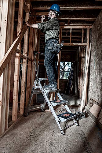 Little Giant Ladder Systems 10410BA Safety Step Ladder Four Step with Bar, 2 x 11-Inch