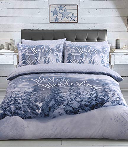 clicktostyle - Juego de Funda de edredón con Fundas de Almohada, diseño navideño, Winter Wonderland, Doublé