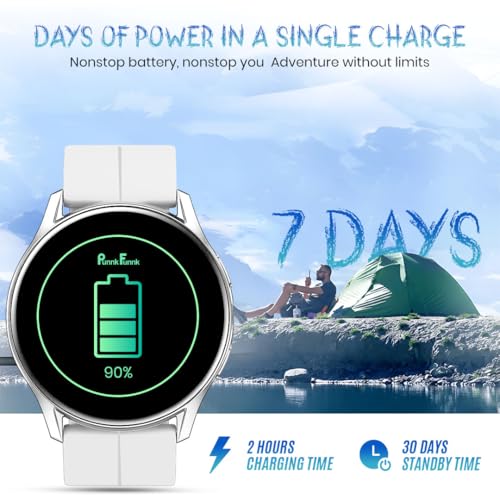 Image of PunnkFunnk Active 2 Smartwatch, 1.39 inch HD Round Display, Bluetooth Calling, Heart Rate & SPO₂, 100+ Sports Modes, IP67, Long Battery Life for Men & Women (Magnetic White)