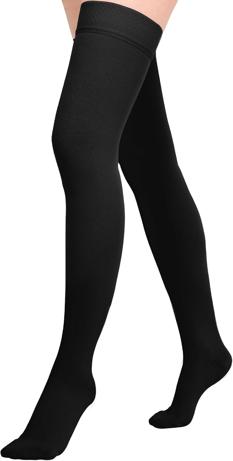 Athbavib 20-30mmHg Compression Stockings for Women and Men, Thigh High Closed Toe Medical Graduated Compression Socks, Best Support for Treatment Varicose Veins Swelling