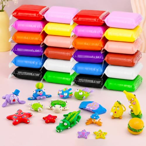 Image of VGRASSP 48 Pcs Air Dry Clay for Kids with 12 Sculpting Tools - Creative Art & Crafts Play Dough Birthday Return Gift for Boys and Girls (12 Colors X 4)
