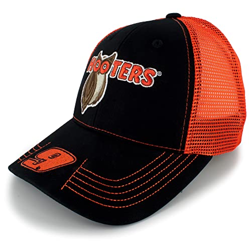Checkered Flag Chase Elliott Victory Lane Hooters Sponsor Team Mesh Hat Black Orange