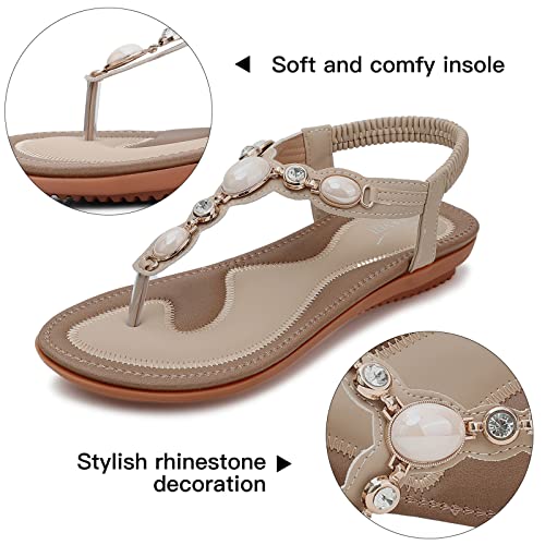 Image of SHIBEVER Flat Sandals for Women Dressy: Summer Comfortable Dress Thong Flats Sandal