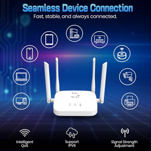 Image of PunnkFunnk 300Mbps Wireless Router | High Speed Smart WiFi Router | IPv6 Support, QoS, WPS, DHCP Server | Multi Mode (Router /AP /Relay) | Secure & Stable Network for Home & Office