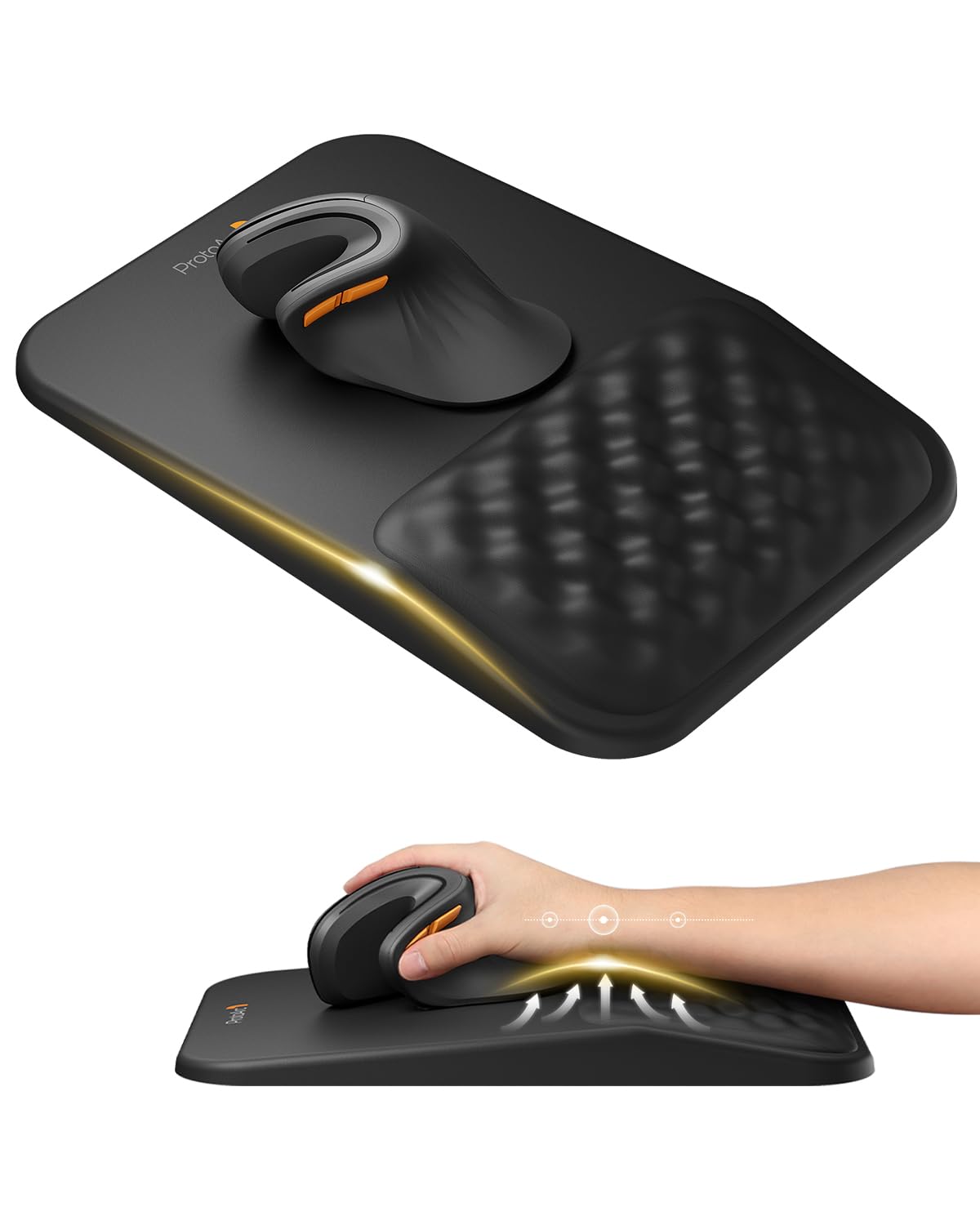 ProtoArc Tappetino per mouse con supporto per il polso in pelle PU antiscivolo impermeabile memory foam