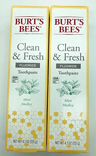 Burts Bees Toothpaste Clean & Fresh 4.7 Ounce Mint Medley (2 Pack)