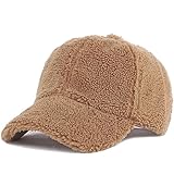 Faux Fur Cow Print Baseball Caps for Women Men Girls Fashion Winter Warmer Hats Adjustable Black White Sun Cap (Brown)