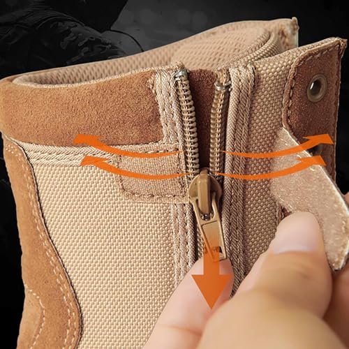 NVBHOF Mens Non Slip Combat Boots, Outdoor Breathable High Top Suede Leather Military Training Boots, Lightweight Lace Up Tactical Boots, for Hiking Military Boots3